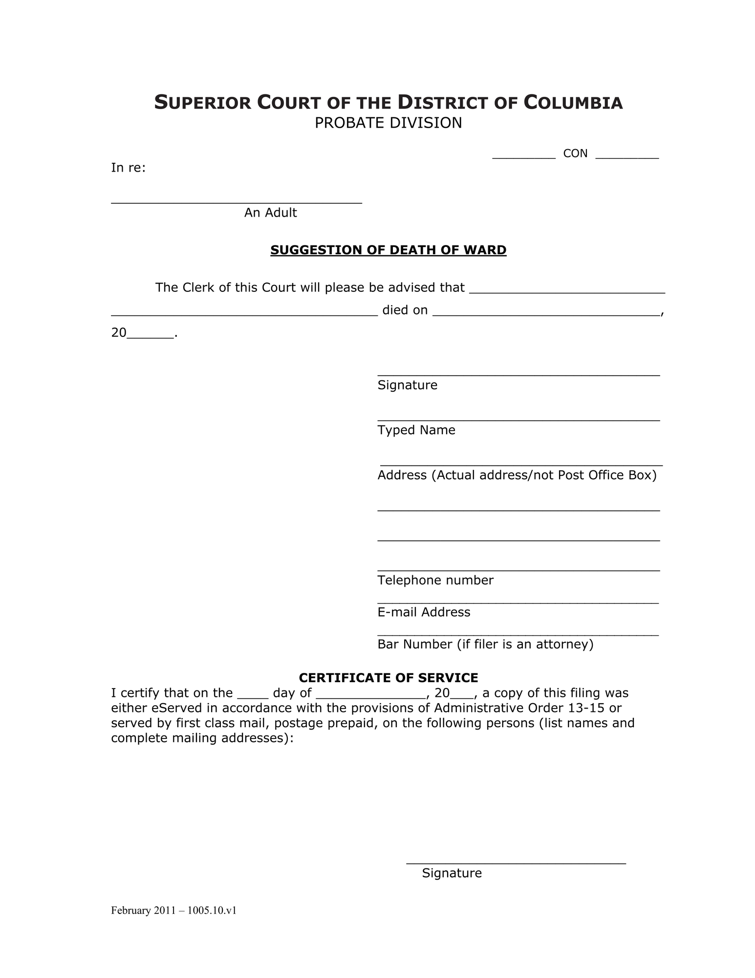 General Forms (CON) - Suggestion of Death of Ward thumbnail