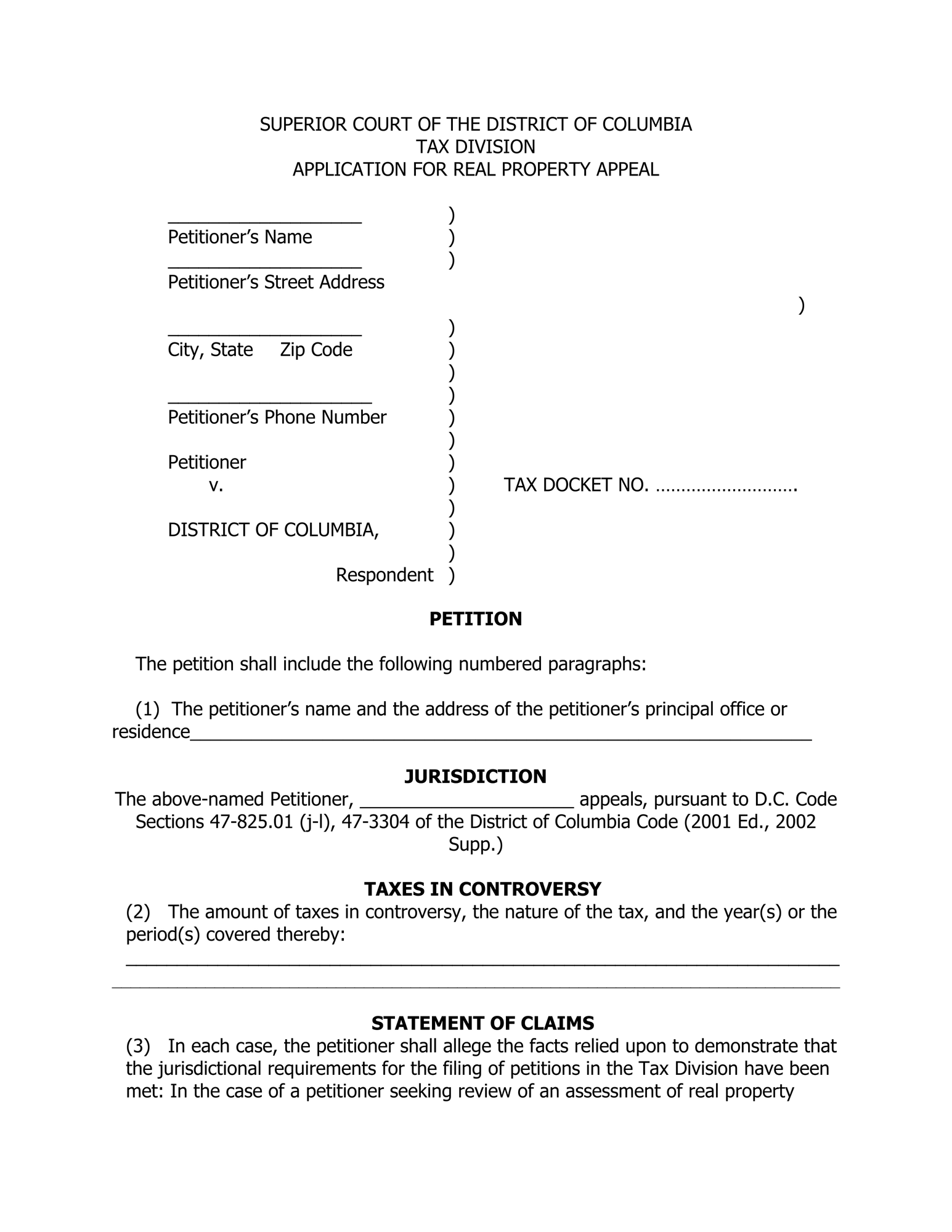 Sample Real Property Tax Petition thumbnail