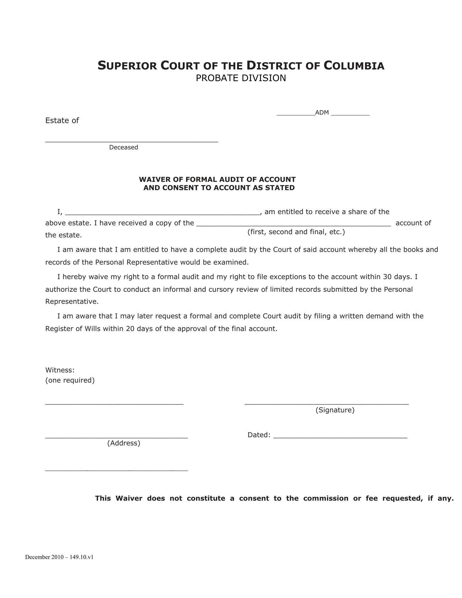 Inventory and Accounting Forms (ADM) - Waiver of Formal Audit thumbnail