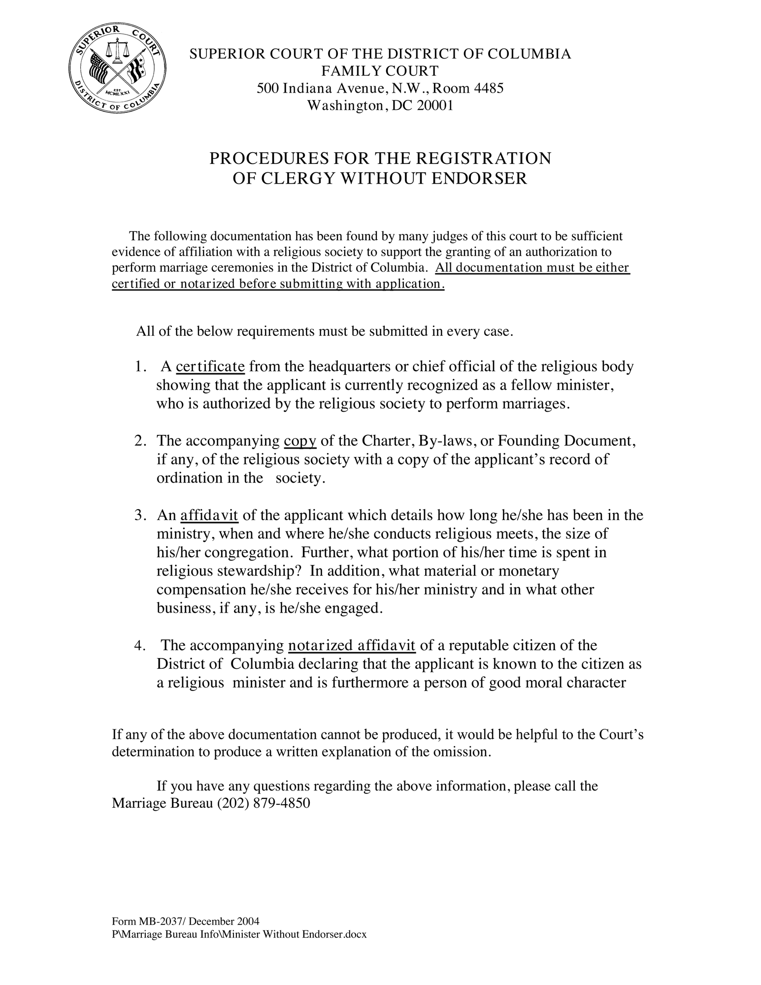 Procedures of the Registration of Clergy Without Endorser thumbnail