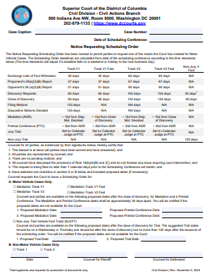 Notice Requesting Scheduling Order