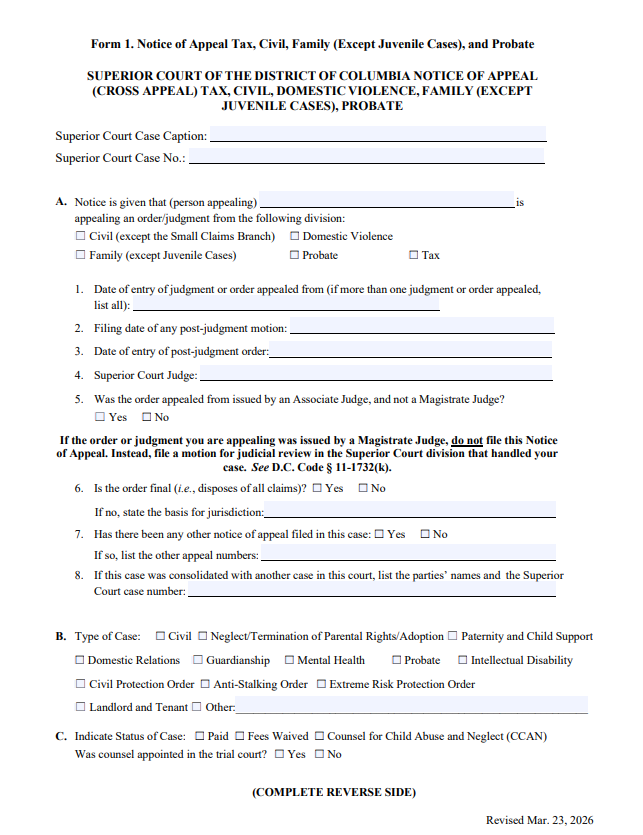 Notice of Appeal (Court of Appeals) thumbnail