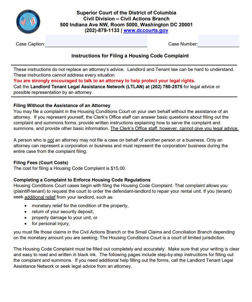 Housing Code - Instruction Sheet for Housing Code Complaint thumbnail